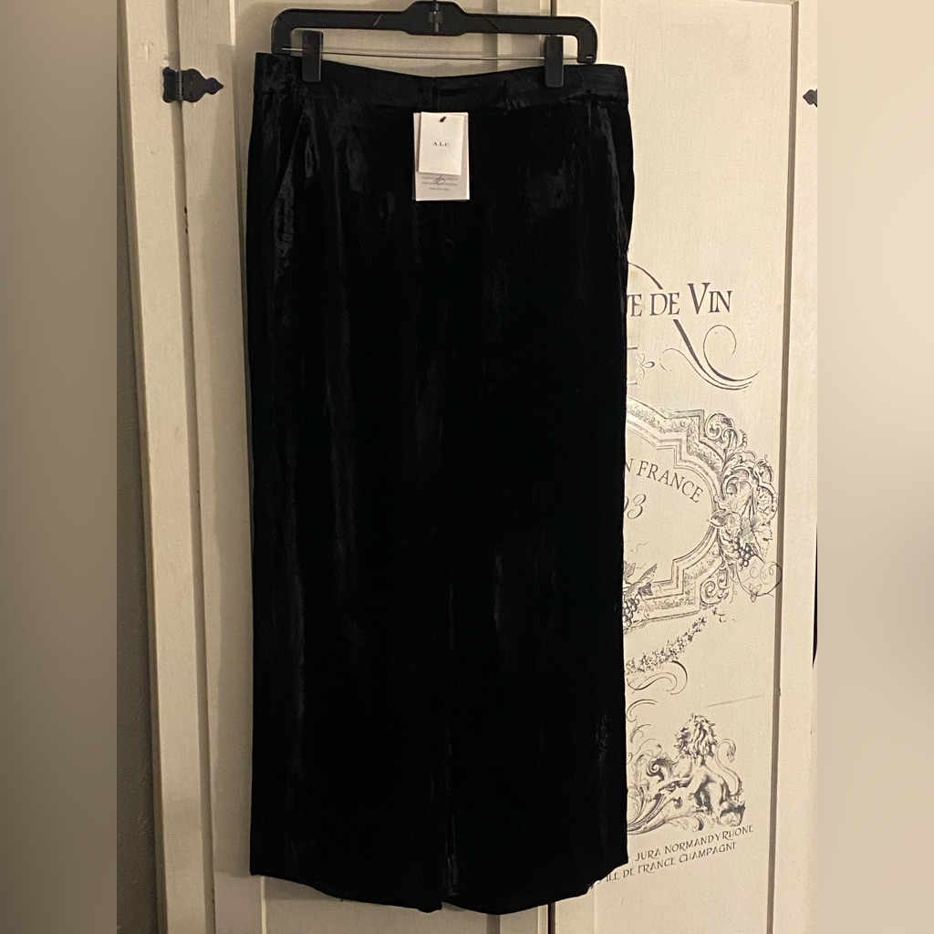 A.L.C. Black Wide Leg Velvet Pants
